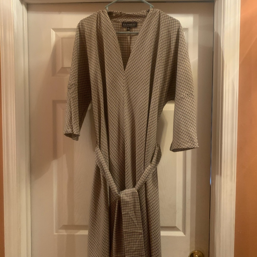 A line dress with belt